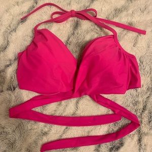 VS Fuchsia Wrap Halter Swim Top